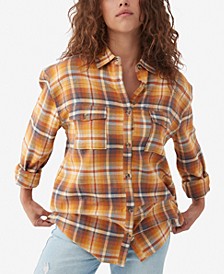 Juniors' Coat Check Cotton Flannel Shirt 