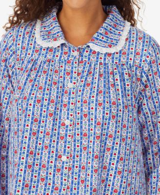 Cotton Lace-Trim Flannel Nightgown