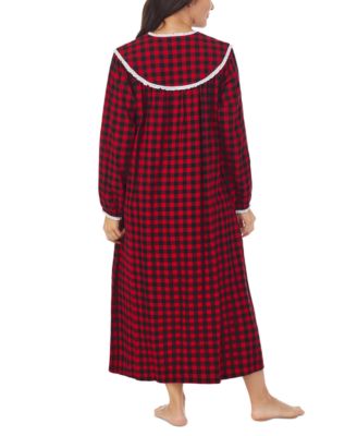 Cotton Lace-Trim Flannel Nightgown