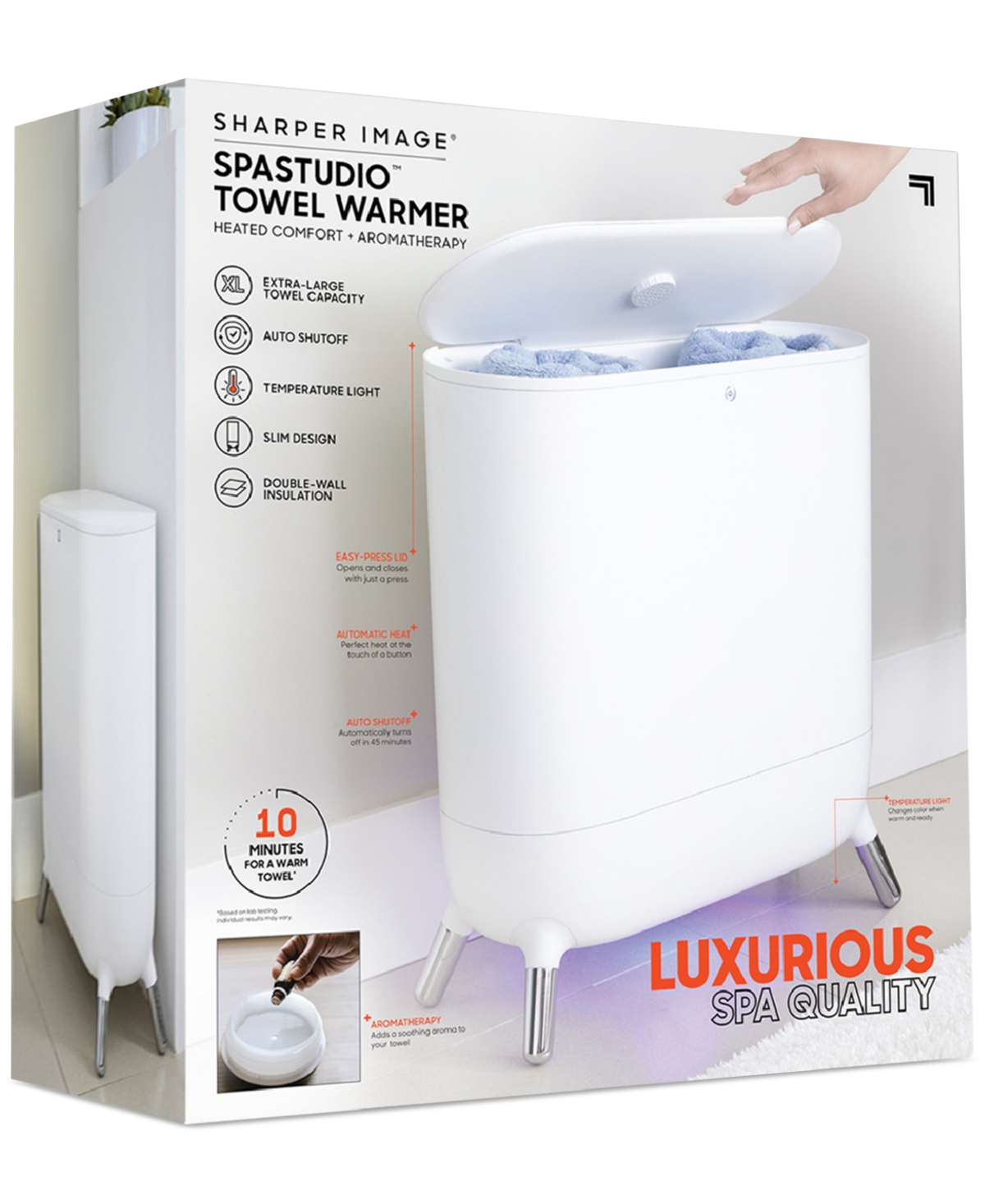 Sharper Image Spastudio Automatic Towel Warmer In White