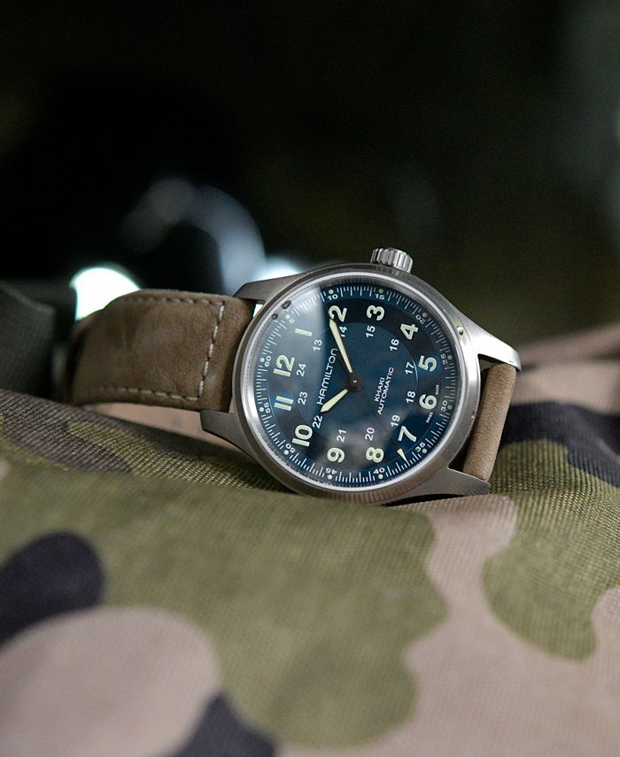 Hamilton Men's Swiss Automatic Khaki Field Brown Leather Strap Watch ...