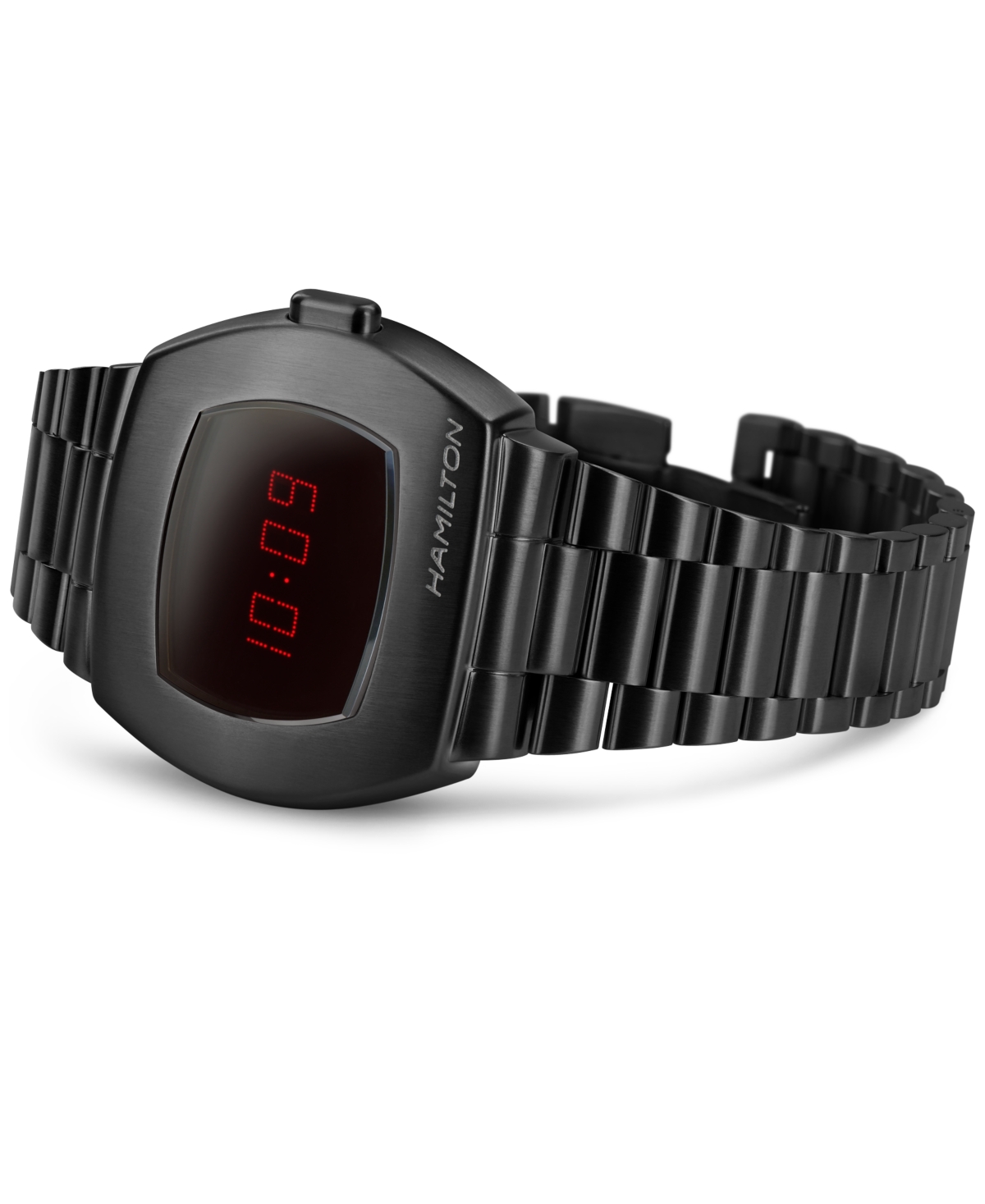 Shop Hamilton Men's Swiss Digital American Classic Psr Digital Quartz Black Pvd Stainless Steel Bracelet Watch 35x