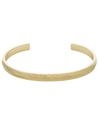 Fossil Sadie Linear Texture Gold-tone Stainless Steel Bangle Bracelet