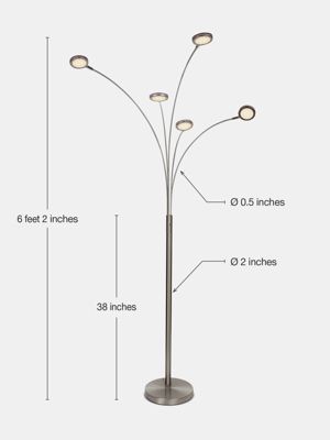 Orion 74" LED Tree Arc Floor Lamp with 5 Adjustable Arms