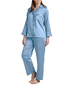 Petite Notched-Collar Pajamas Set
