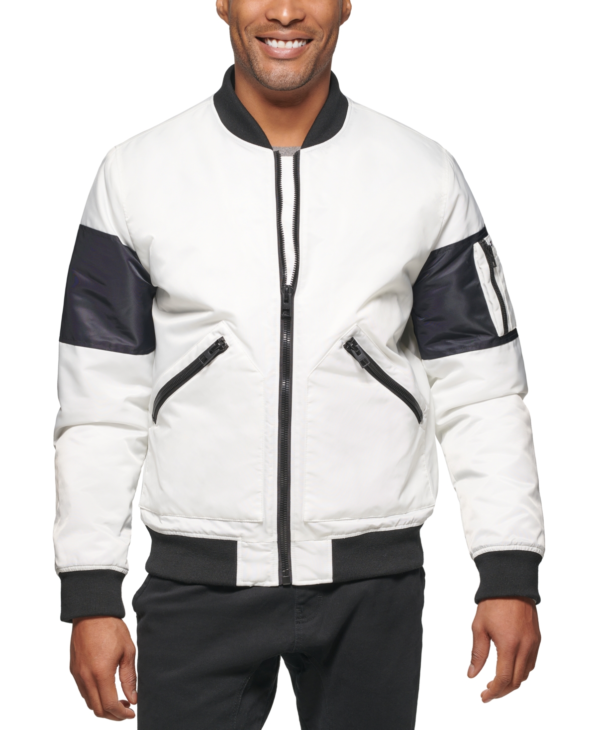 Tommy Hilfiger Men's New Fashion Bomber Jacket In White/black | ModeSens
