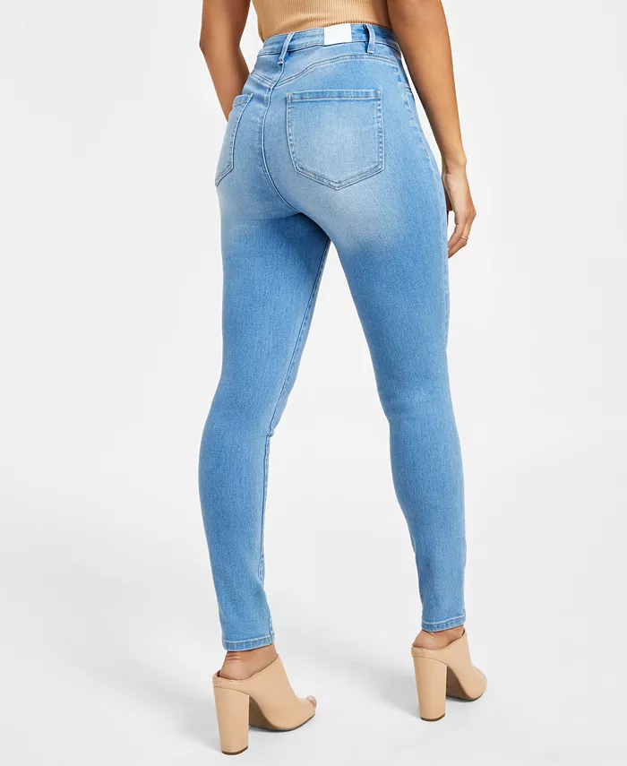 Juniors' 5-Button High Waisted Curvy Skinny Jeans - thumbnail 2