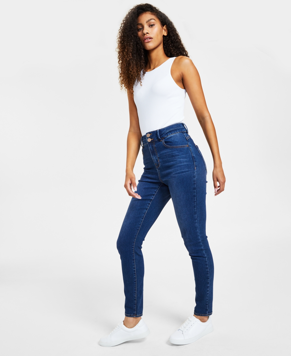 Dollhouse Curvy High Rise Double Button Skinny Jeans