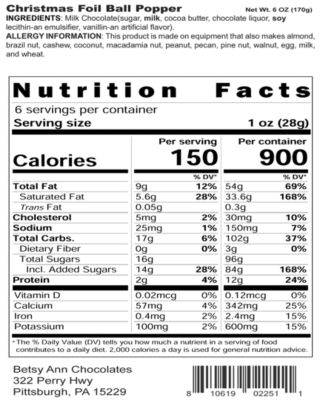 Christmas Milk Chocolate Poppers , Set of 4