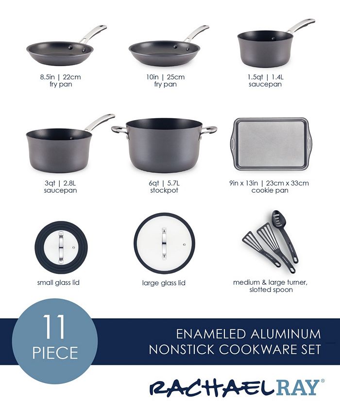 Rachael Ray Cook + Create Aluminum Nonstick Cookware Set, 11 Piece - Macy's