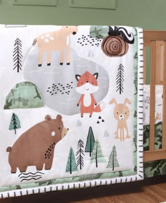 Woodland Camo Crib Bedding Set for Baby Boys, 3 Piece Nursery Bed Set, Crib Comforter, Fitted Sheet, Crib Skirt