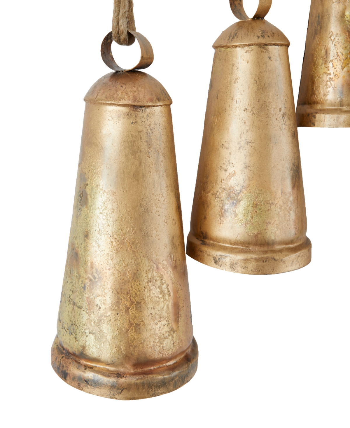 Rosemary Lane Gray Metal Tibetan Inspired Meditation Decorative Cow Bell with Jute Hanging Rope and Rod 48