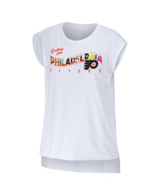 Women's White Philadelphia Flyers Greetings From Muscle T-shirt