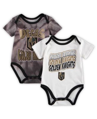 Newborn and Infant Boys and Girls Black, White Vegas Golden Knights Monterey Tie-Dye Two-Pack Bodysuit Set