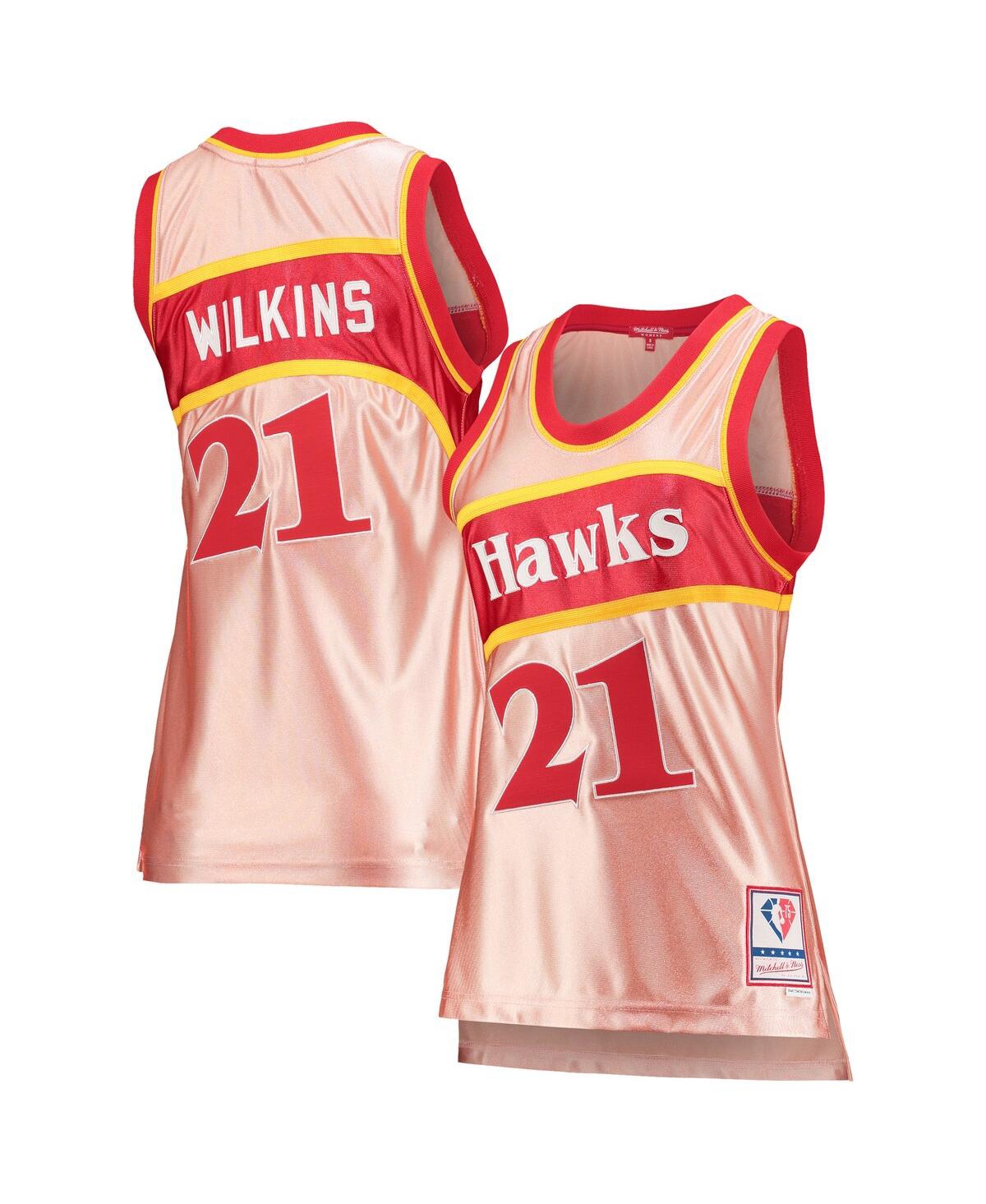 Women's Mitchell & Ness Dominique WilkinsAtlanta Hawks 75th Anniversary Rose Gold 1986 Swingman Jersey - Pink