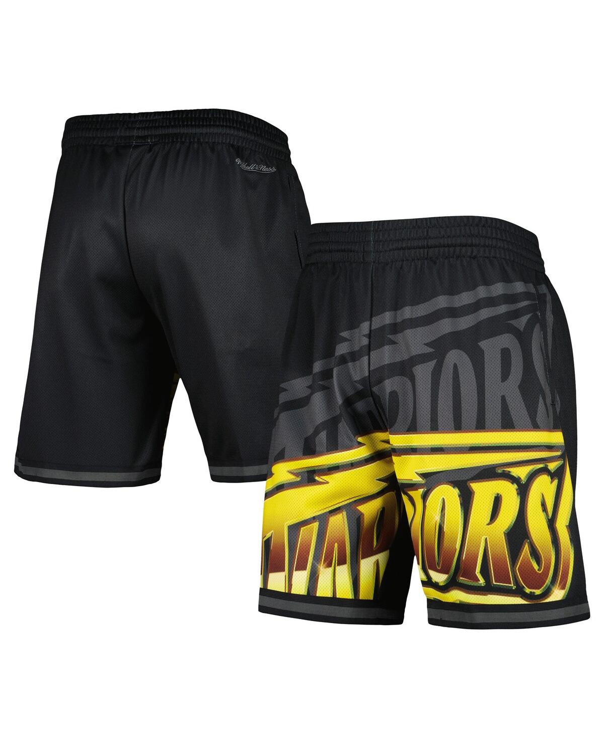 Mitchell & Ness Men's  Black Golden State Warriors Big Face 4.0 Fashion Shorts In Black