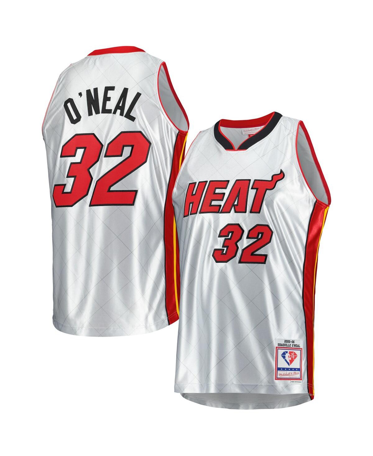 Men's Mitchell & Ness Shaquille O'NealMiami Heat 2005-06 Hardwood Classics 75th Anniversary Swingman Jersey - Platinum