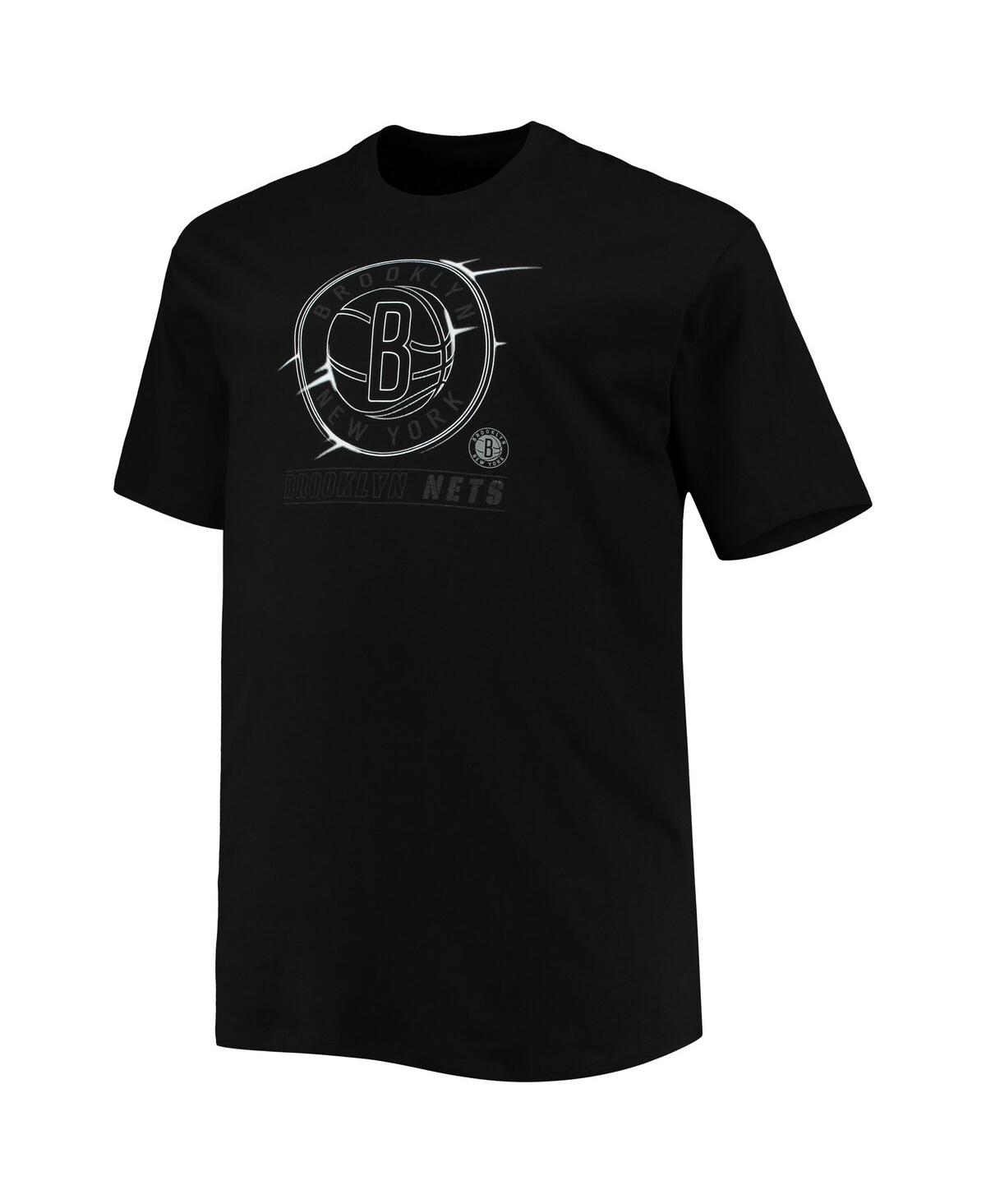 Profile Men's Black Brooklyn Nets Big And Tall Pop T-shirt In Black