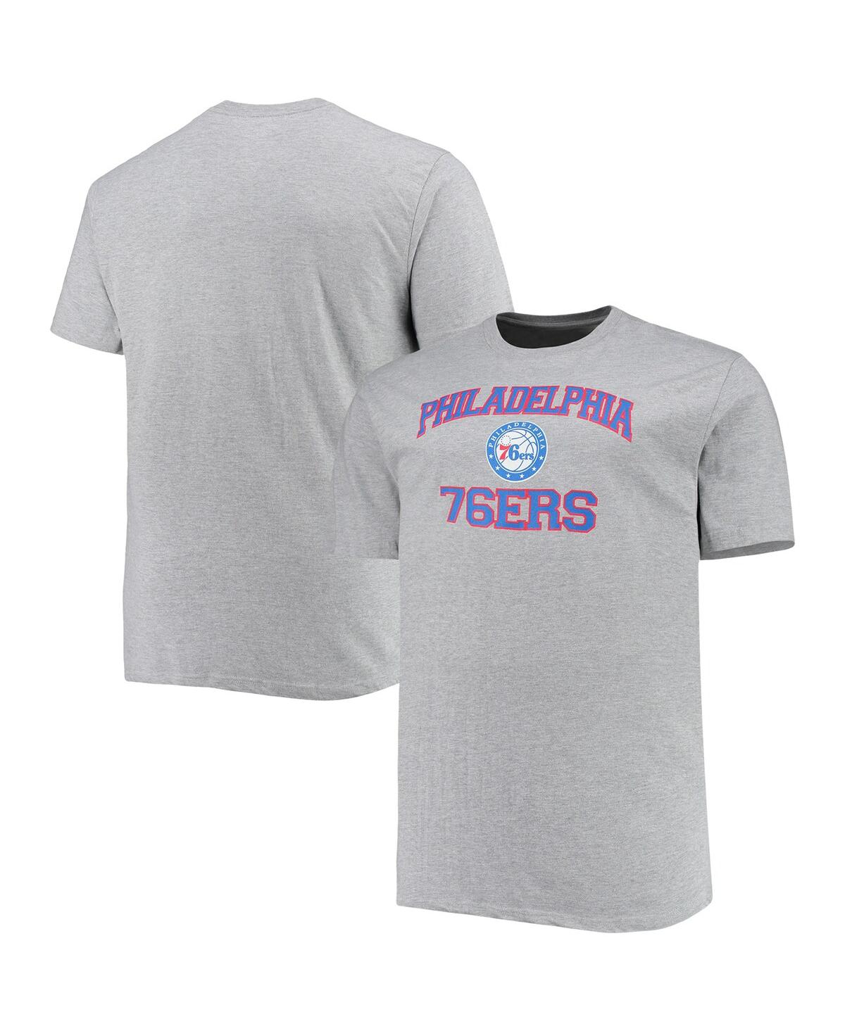 Profile Men's Heathered Gray Philadelphia 76ers Big And Tall Heart And Soul T-shirt In Heathered Gray