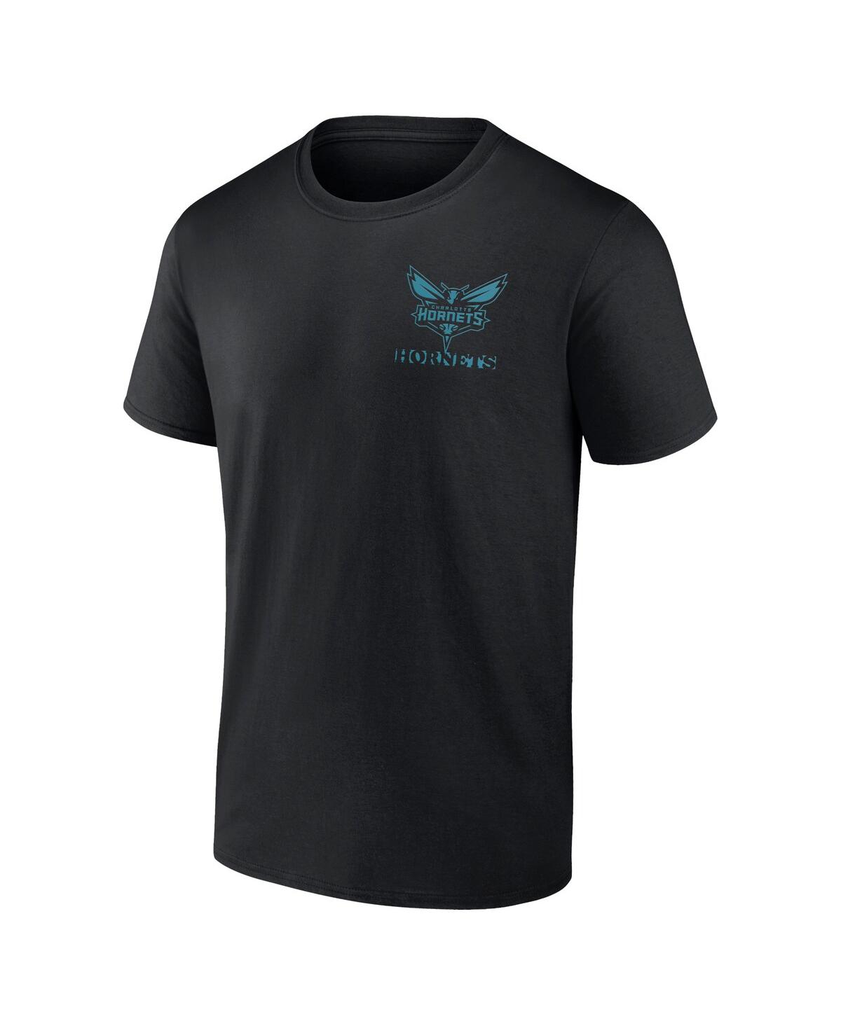 Shop Fanatics Men's  Black Charlotte Hornets Basketball Street Collective T-shirt