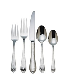 Hammered Antique Like 5 Pieces Flatware Place Setting Set