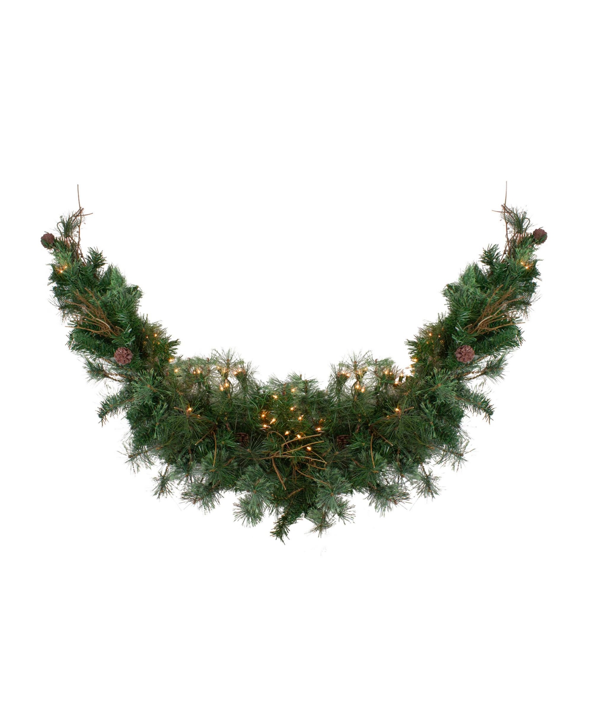 Northlight Pre- Lit Country Mixed Pine Artificial Christmas Swag With Clear Lights, 72" In Green