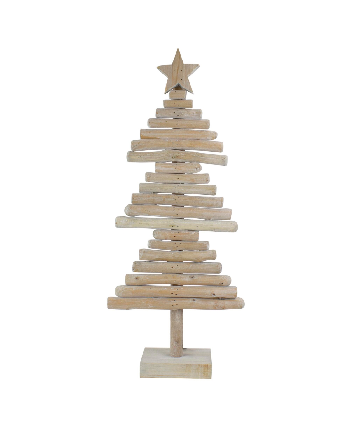 Northlight Rustic Wooden Christmas Tree With Star Table Top Decor, 25.5" In Beige