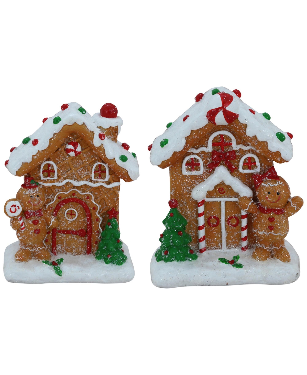 Northlight 5" Gingerbread Houses With Gingerbread Boy And Girl Christmas Decoration, Set Of 2 In Brown