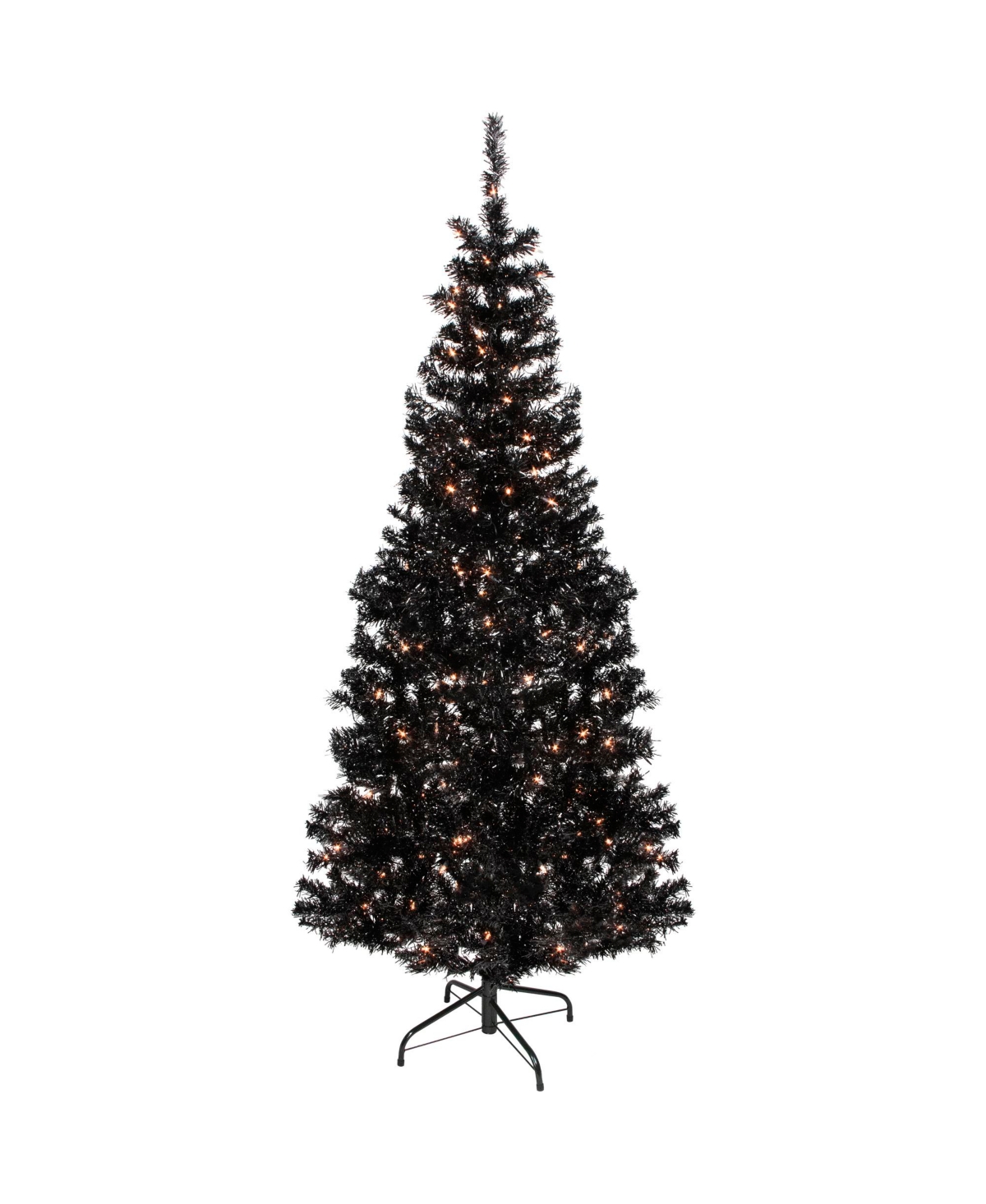 Northlight Pre- Lit Artificial Tinsel Christmas Tree With Clear Lights, 6' In Black