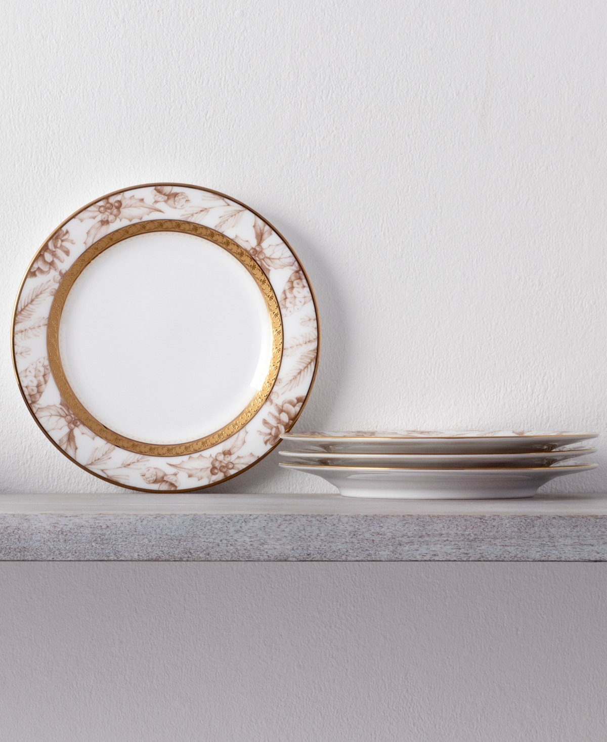 Charlotta Gold Set of 4 Holiday Harvest Appetizer Plates, 6-1/4