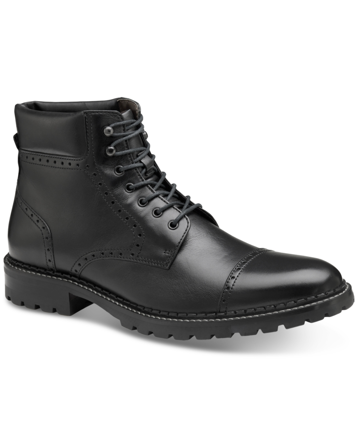 Shop Johnston & Murphy Men's Garrison Brogue Cap Toe Boot In Black