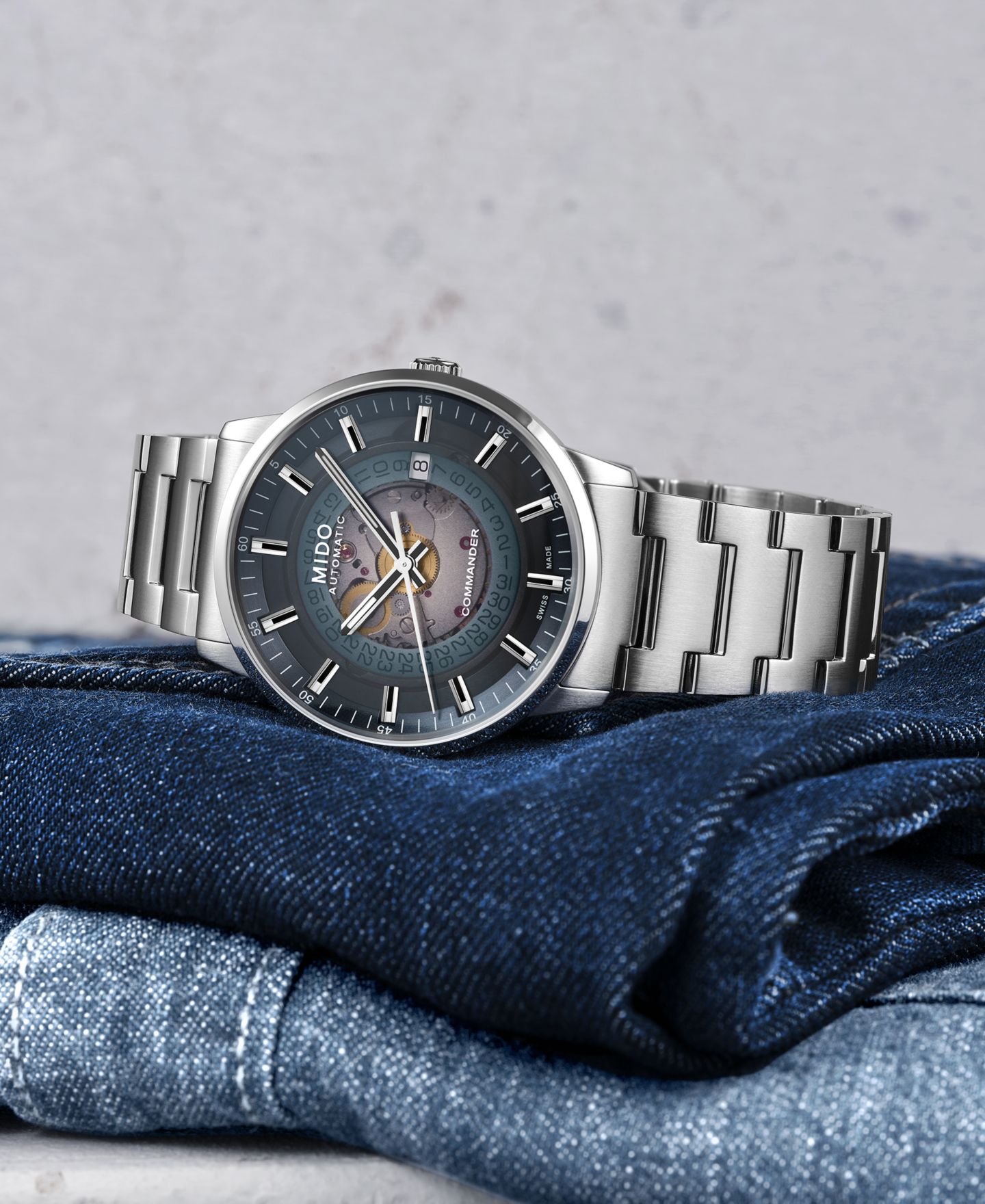 Мужские часы Mido Swiss Automatic Commander Stainless Steel Bracelet Watch 40mm — фото 6
