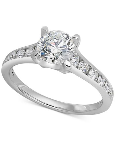 X3 Certified Diamond Channel Engagement Ring in 18k White Gold (1-1/2 ct. t.w.)