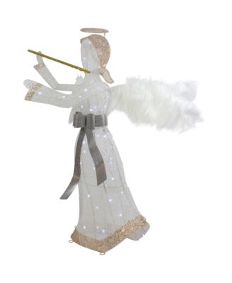 Led Lighted Lace Angel With Flute Outdoor Christmas Decoration, 36"