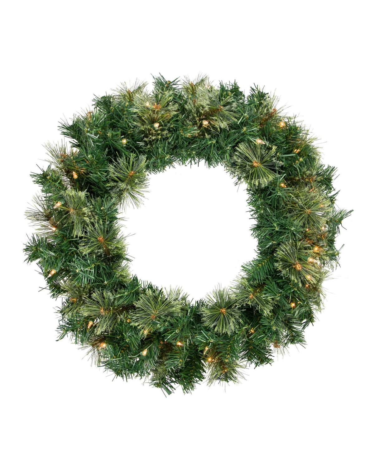Northlight Pre- Lit Oregon Cashmere Pine Artificial Christmas Wreath With Clear Lights, 24" In Green