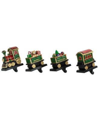 4.75" Merry Christmas Train Stocking Holders, Set of 4