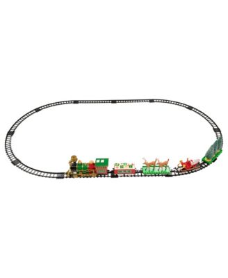 Battery Operated Lighted and Animated Christmas Train With Working Smokestack Set, 22 Piece