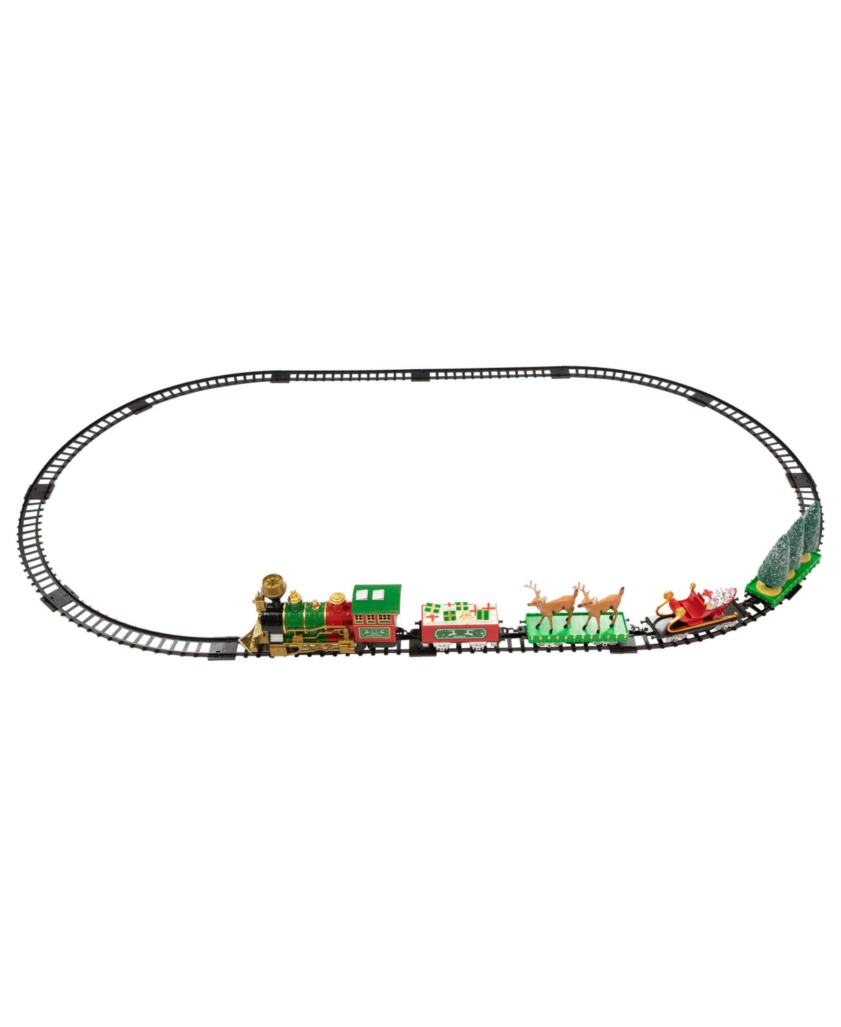 Northlight Battery Operated Lighted And Animated Christmas Train With Working Smokestack Set, 22 Piece In Red