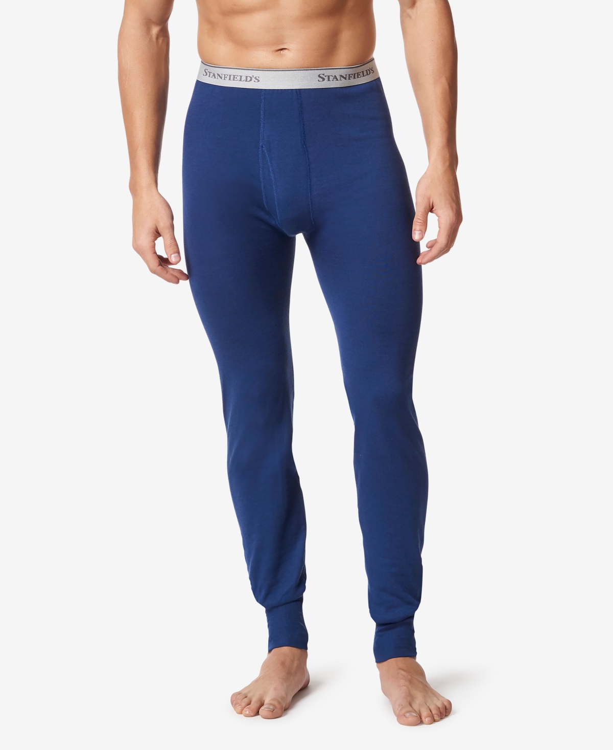 Men's 2 Layer Cotton Blend Thermal Long Johns Underwear - Real Blue