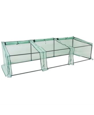 Outdoor Portable Slanted Top Plant Shelter Mini Cloche Greenhouse with Zipper Doors - Green