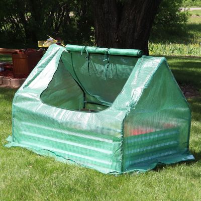 Steel Raised Garden Bed with Greenhouse Cover - Green