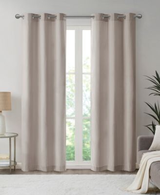 Galen Basketweave Room Darkening Curtain Panels Pair for bedroom, Silver grommet top fit up to 1.25 inches rod 2 panels set for Living Room, Width 40 length 84 inches Curtain Panel, Pitch Black Ambiance Blue 2 Window Panels