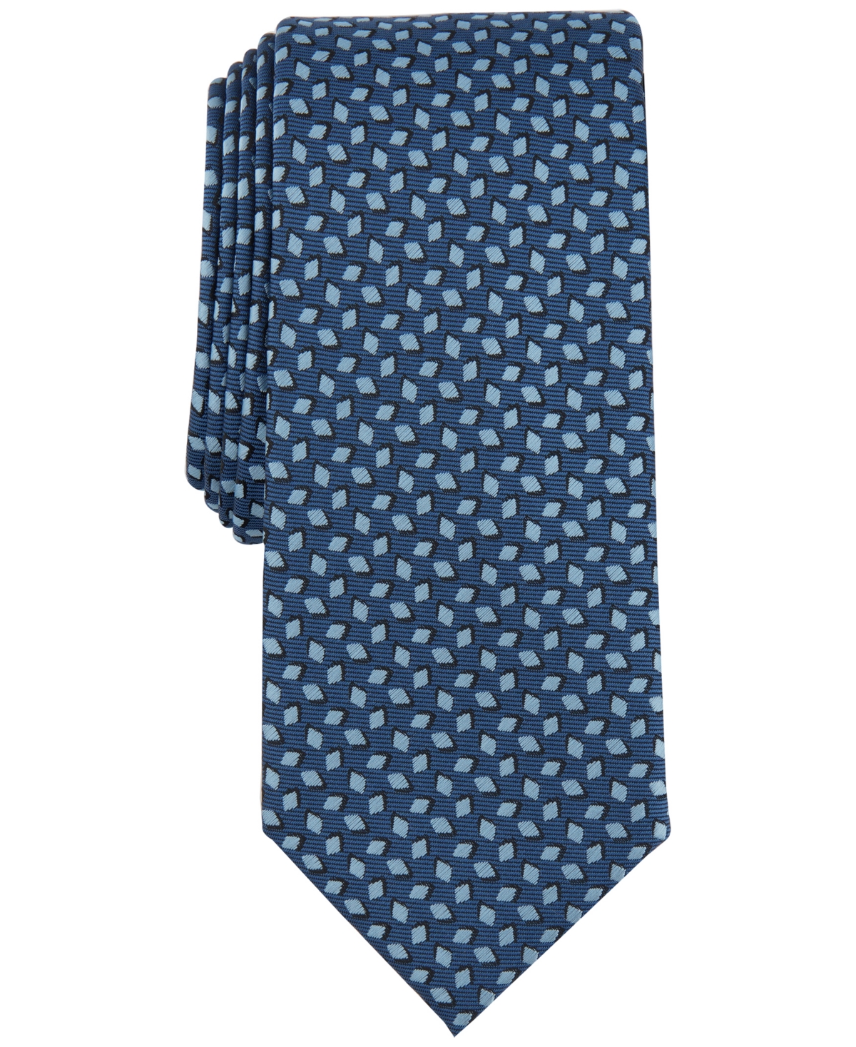 Alfani Men's Starkin Geo-print Tie, Created For Macy's In Indigo