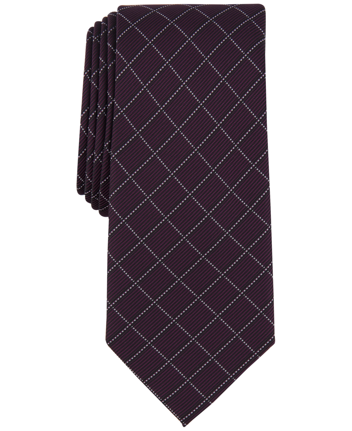 Alfani Men's Slim Grid Tie, Created For Macy's In Plum