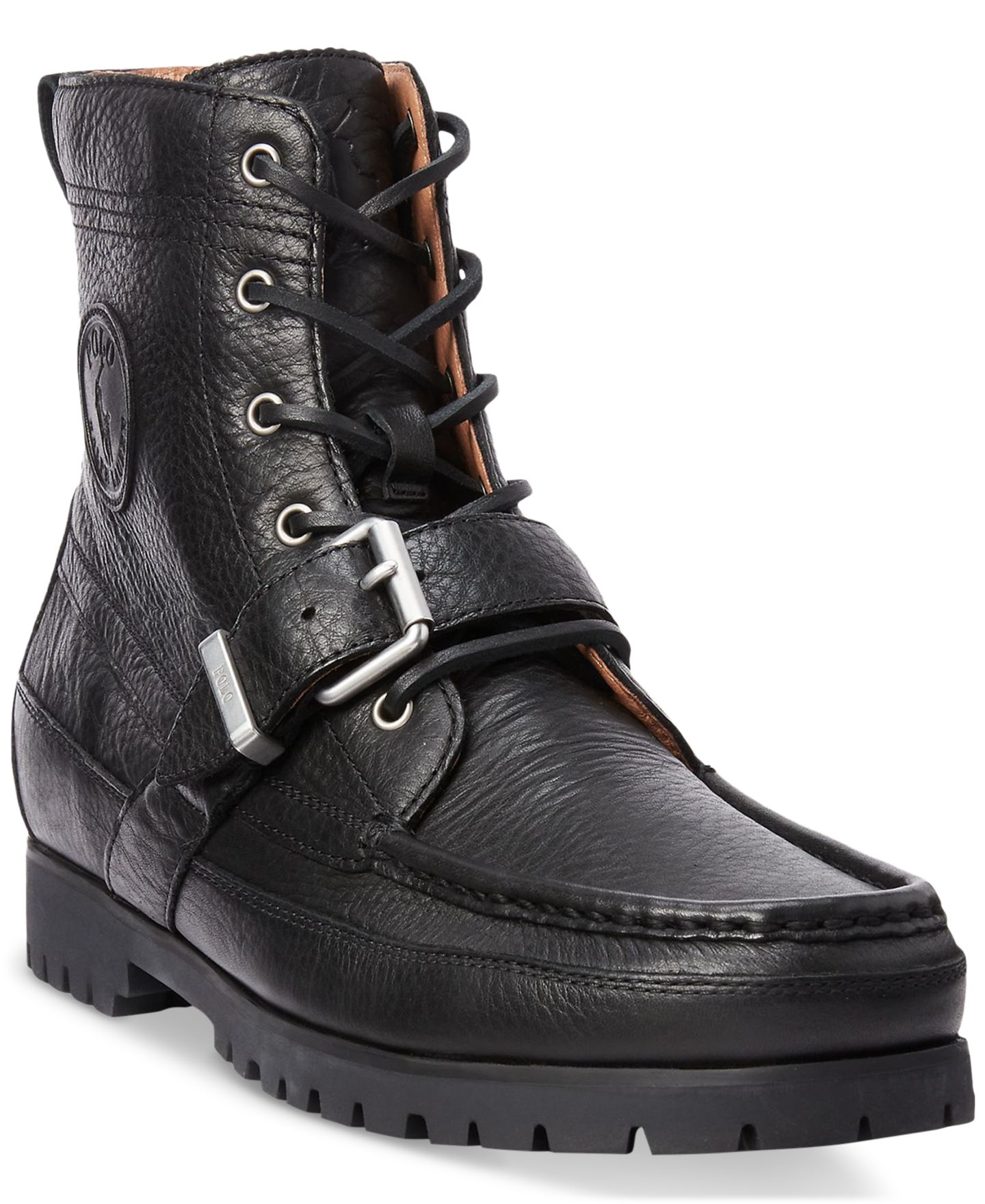 Мужские ботинки Polo Ralph Lauren Ranger Tumbled Leather Boot, цвет: Чёрный — фото 1