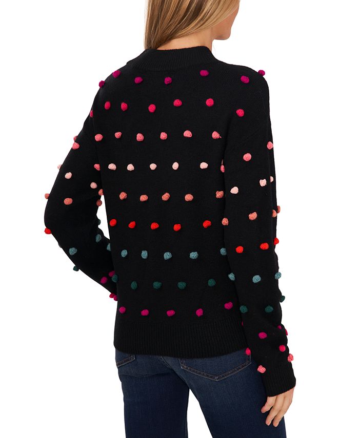 CeCe Women's Mock Neck Rainbow Pom Pom Sweater & Reviews - Sweaters ...