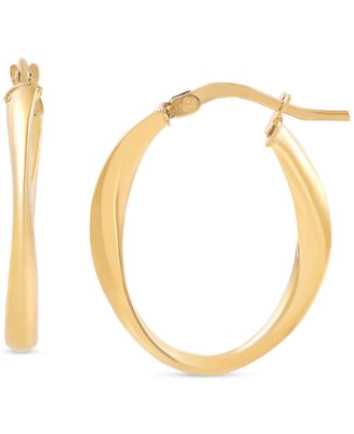 Polished Twisted Oval Hoop Earrings in 14k Gold - Macy's