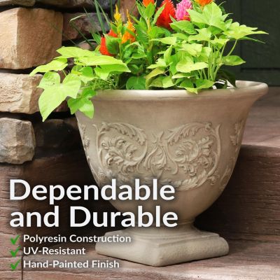 Indoor/Outdoor Patio, Garden, or Porch Weather-Resistant Double-Walled Darcy Flower Pot Planter - 16"