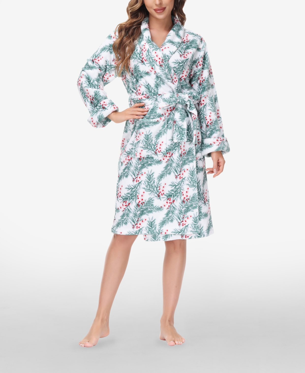 Beautyrest Women's Printed Plush Robe In Cranberry