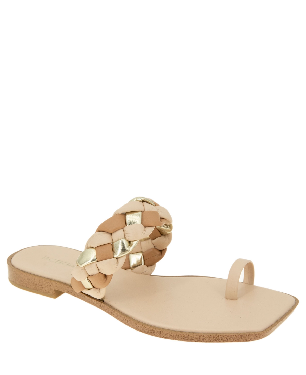Bcbgeneration Letti Toe Loop Slide Sandal In Tan/platino Multi/synthetic
